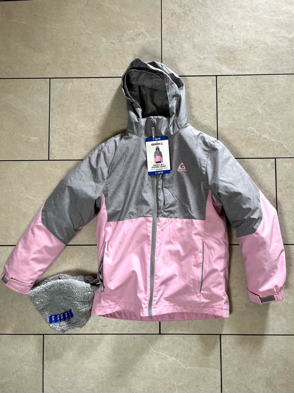 Gerry Youth 4 in 1 Systems Jacket Size Large 14/16 Pink and Gray